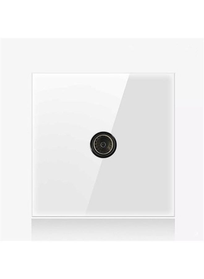 86mm Round LED Tempered Glass Switch Panel, White Round Glass, Style:TV Socket