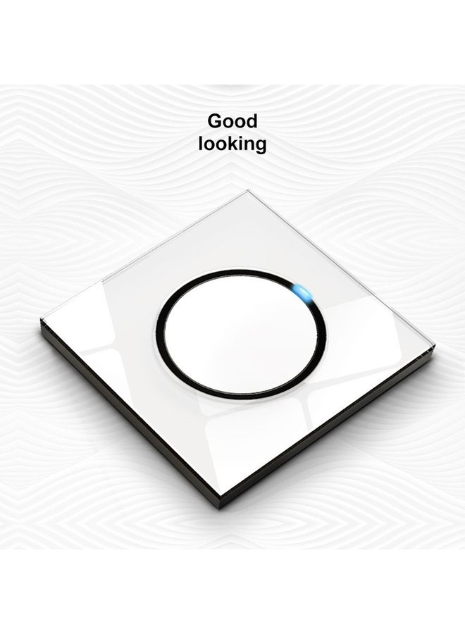 86mm Round LED Tempered Glass Switch Panel, White Round Glass, Style:TV Socket