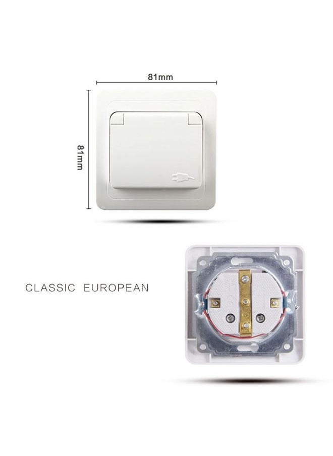 Ceramic Power Waterproof Socket with Cover, EU Plug