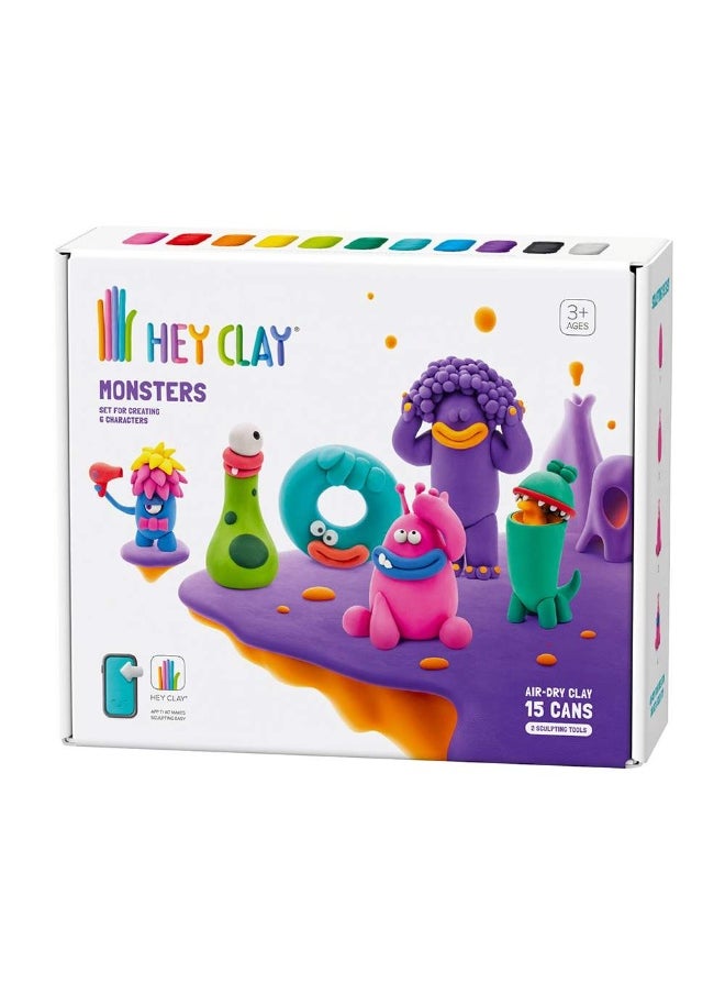 Hey Clay Monsters Air-Dry Clay DIY Kit (15 Cans)