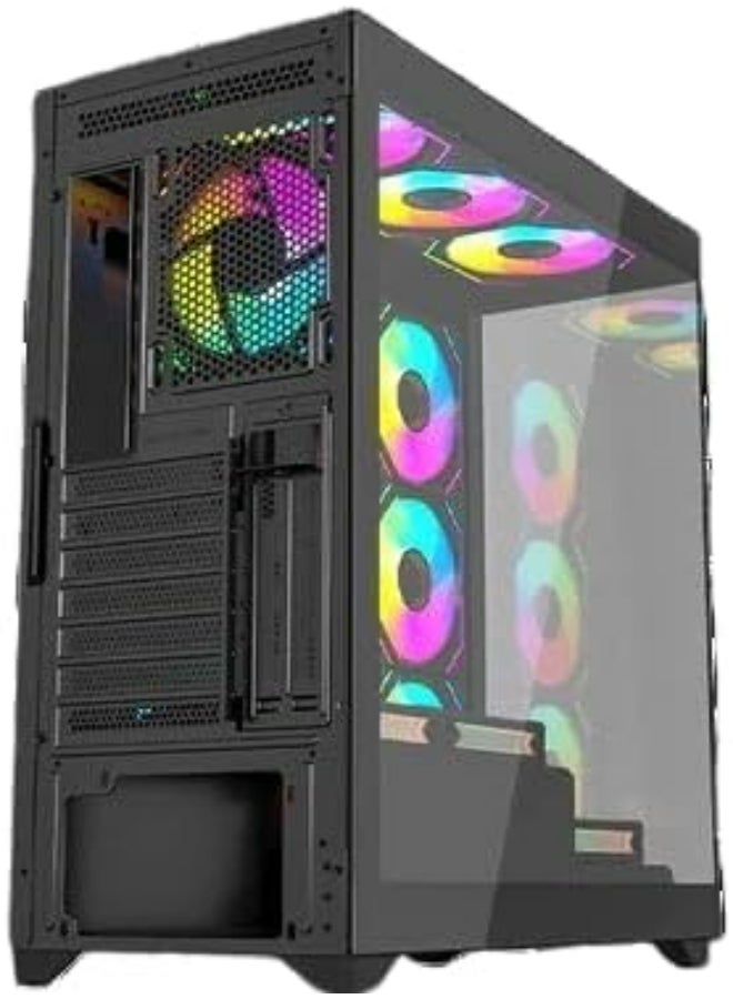 Quantum Mid Tower Gaming Case With RGB and Tempered Glass (TM-290XL-9-B) Black