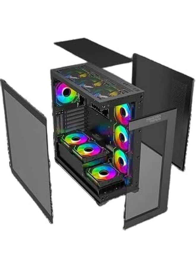 Quantum Mid Tower Gaming Case With RGB and Tempered Glass (TM-290XL-9-B) Black