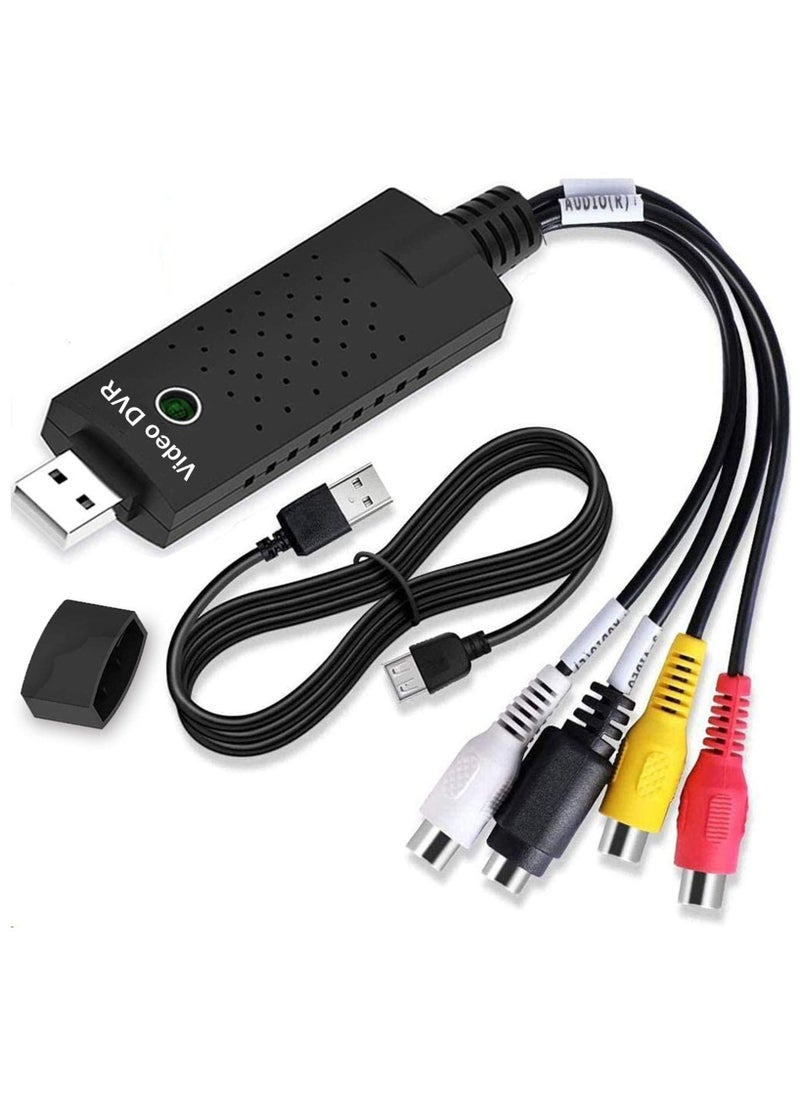 Video Capture Card USB 2.0 Audio Device Old VHS Mini DV Hi8 DVD VCR To Digital Converter for Mac PC Support Windows 2000/10/8/7/Vista/XP/Android