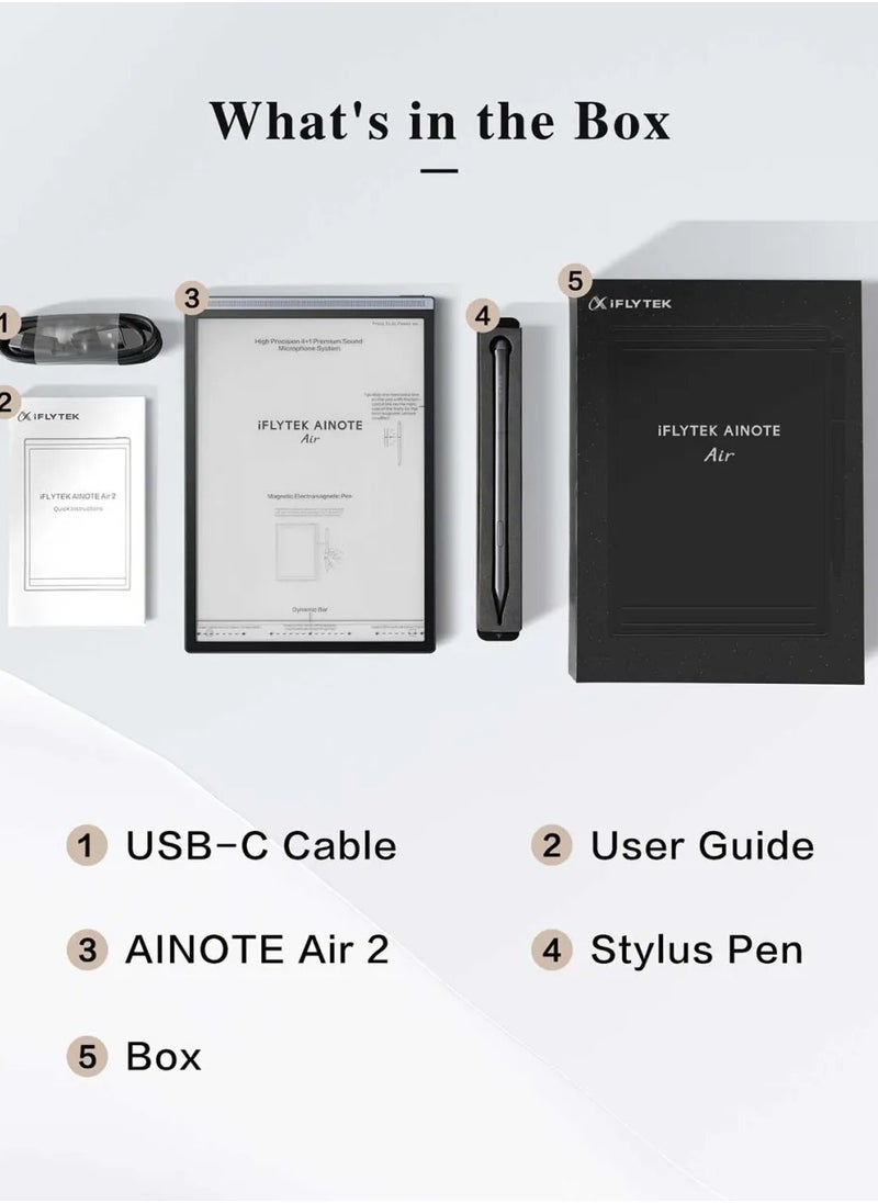 AINOTE Air 2 Ink Tablet with Stylus Pen, Voice-to-Text, Language Translation, Android System, Camera, WiFi & Bluetooth for Note Taking & Writing