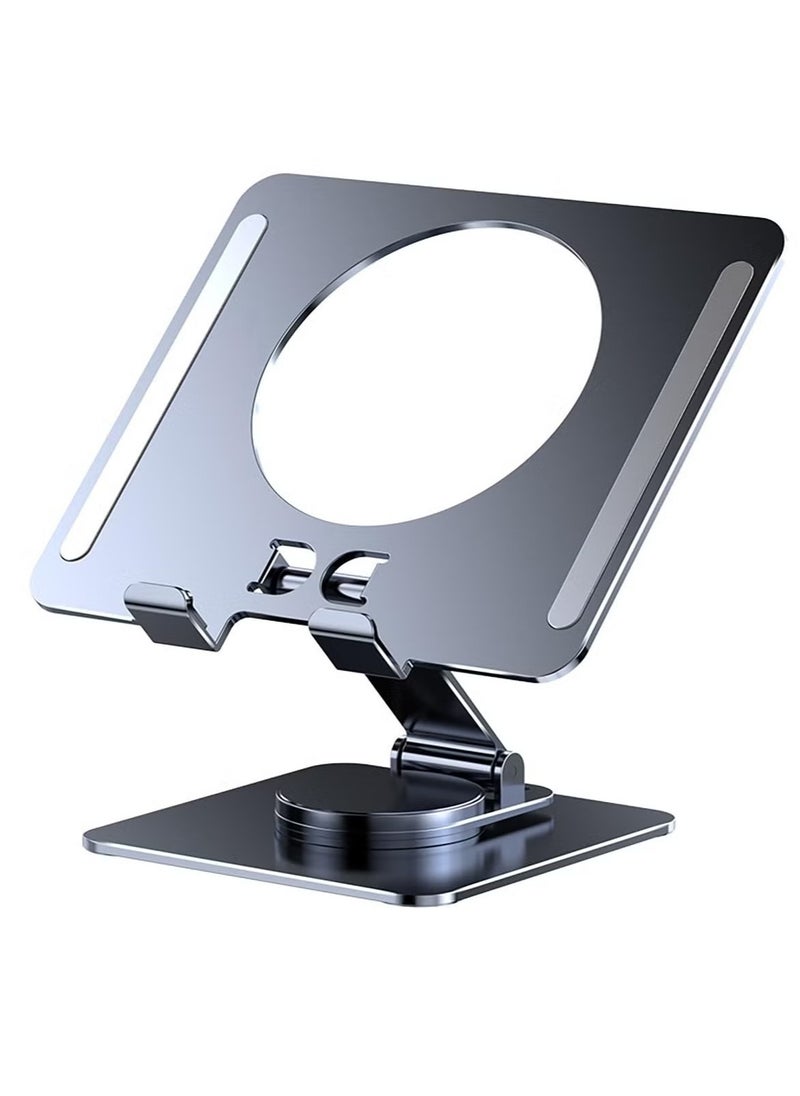 Aluminum iPad Stand  Swivel Tablet Stand for iPad with 360 Rotating Base, Foldable Adjustable Holder for Drawing, Compatible with iPad Pro/Air/Mini and More