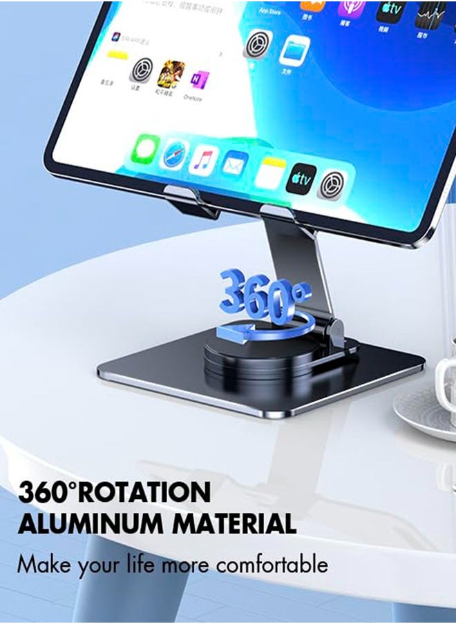 Aluminum iPad Stand  Swivel Tablet Stand for iPad with 360 Rotating Base, Foldable Adjustable Holder for Drawing, Compatible with iPad Pro/Air/Mini and More