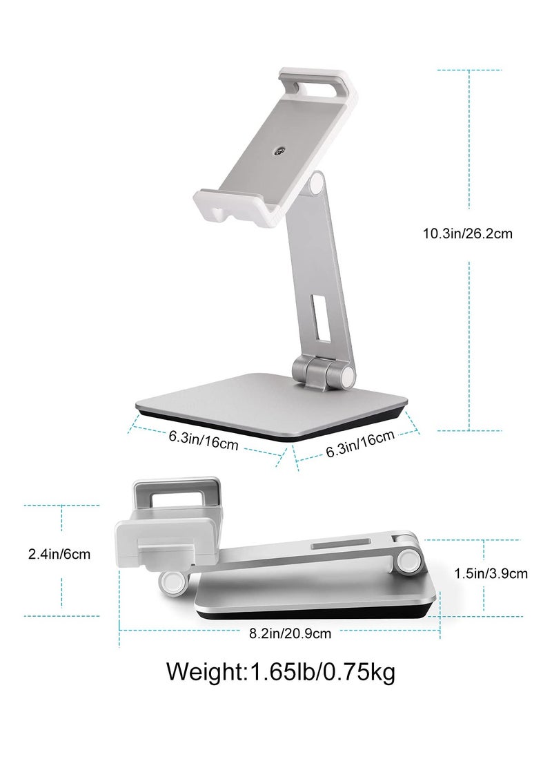 Tablet Stand Adjustable & Foldable, 360° Swivel Heavy Aluminum Tablet Holder for Desk, Compatible with iPad Pro/Air/Mini, Galaxy Tab, Surface Pro, Kindle Fire (7-13