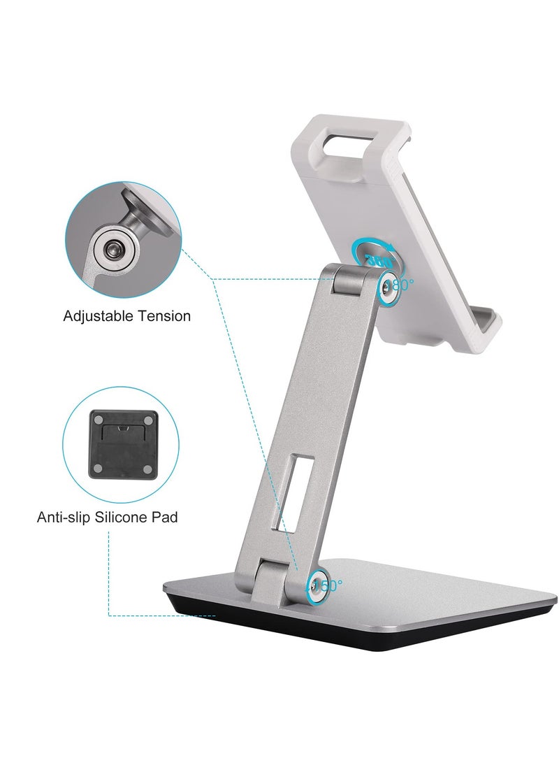 Tablet Stand Adjustable & Foldable, 360° Swivel Heavy Aluminum Tablet Holder for Desk, Compatible with iPad Pro/Air/Mini, Galaxy Tab, Surface Pro, Kindle Fire (7-13