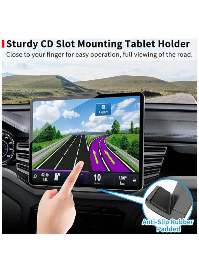 Universal Tablet Car Mount for CD Slot with Adjustable Rotation and Locking Button