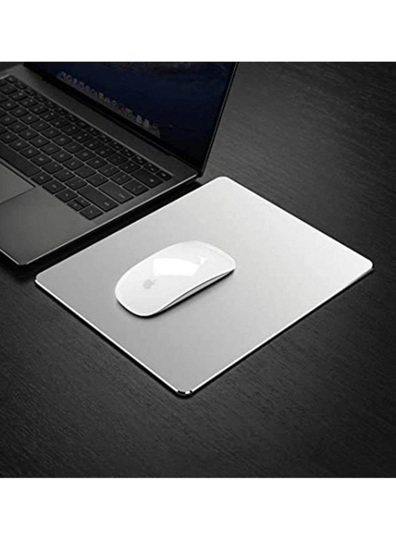 Ultra Thin Aluminum Mouse Pad Double Sided Waterproof Suitable for Gaming and Office Use Silver Color for Precision Control with Laptop and PC