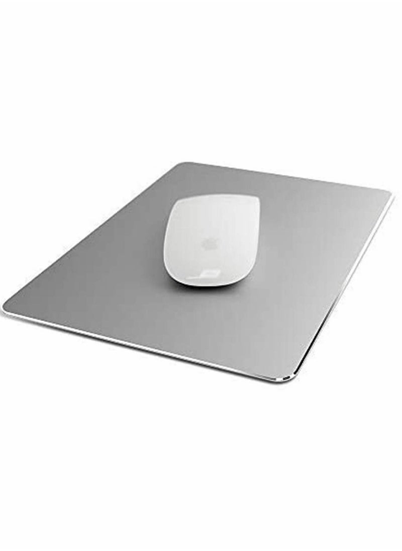 Ultra Thin Aluminum Mouse Pad Double Sided Waterproof Suitable for Gaming and Office Use Silver Color for Precision Control with Laptop and PC