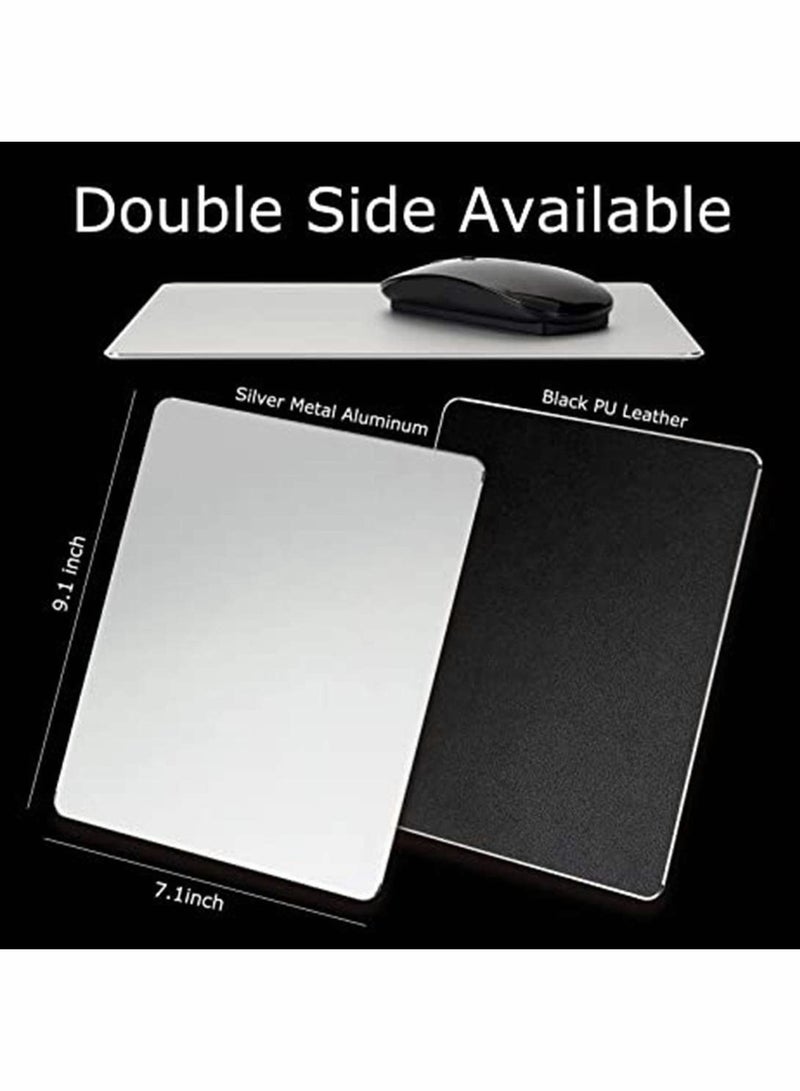 Ultra Thin Aluminum Mouse Pad Double Sided Waterproof Suitable for Gaming and Office Use Silver Color for Precision Control with Laptop and PC