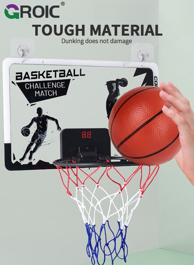 Mini Basketball Hoop with LED Light Electronic Scoreboard, 15.7