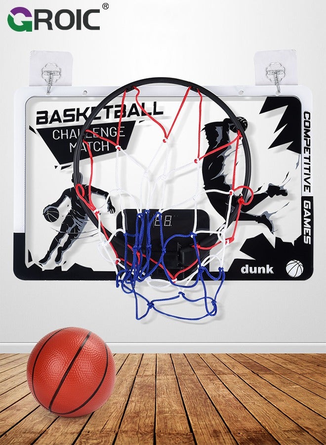 Mini Basketball Hoop with LED Light Electronic Scoreboard, 15.7