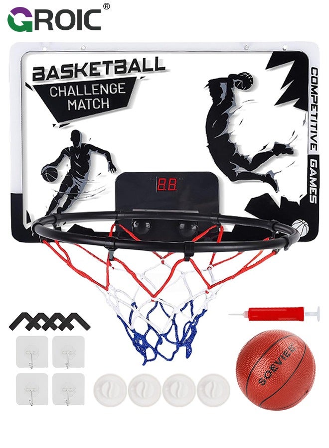 Mini Basketball Hoop with LED Light Electronic Scoreboard, 15.7