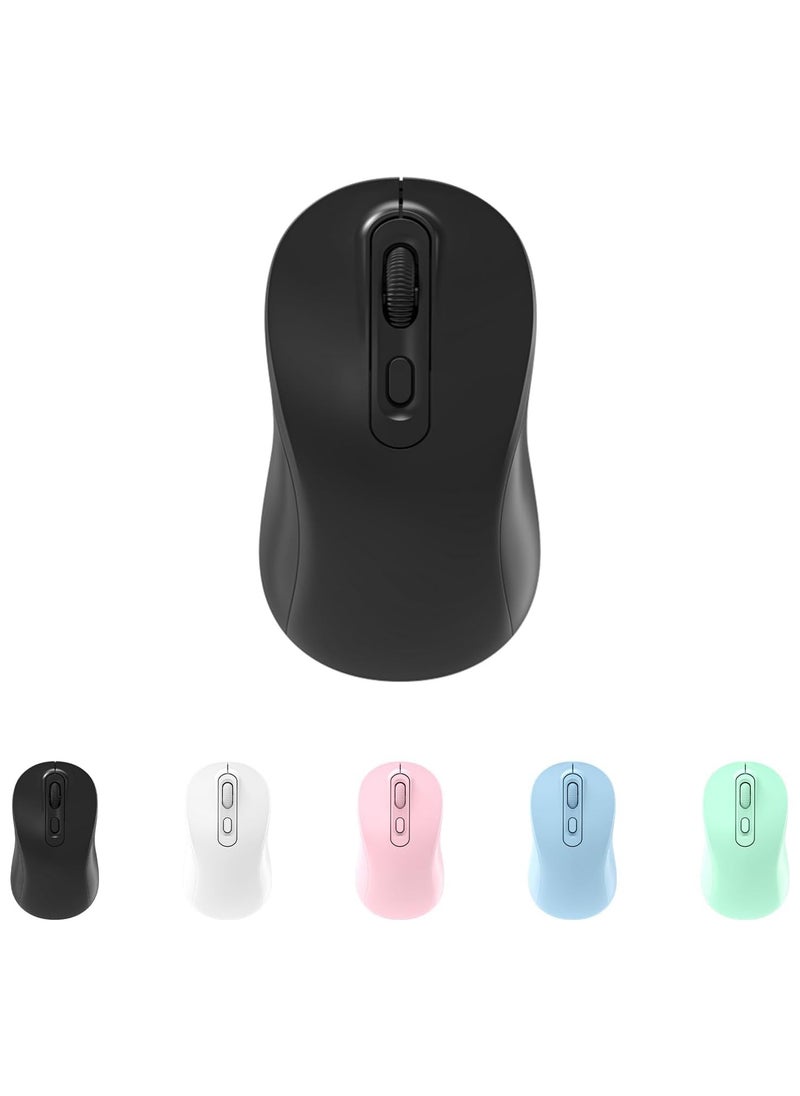 Wireless Mouse 2.4G with USB Mini Receiver, Rechargeable Type-C Silent Mouse, 800/1200/1600 DPI Optical Tracking Mouse for PC/Mac/Laptop/Ipad (Black)