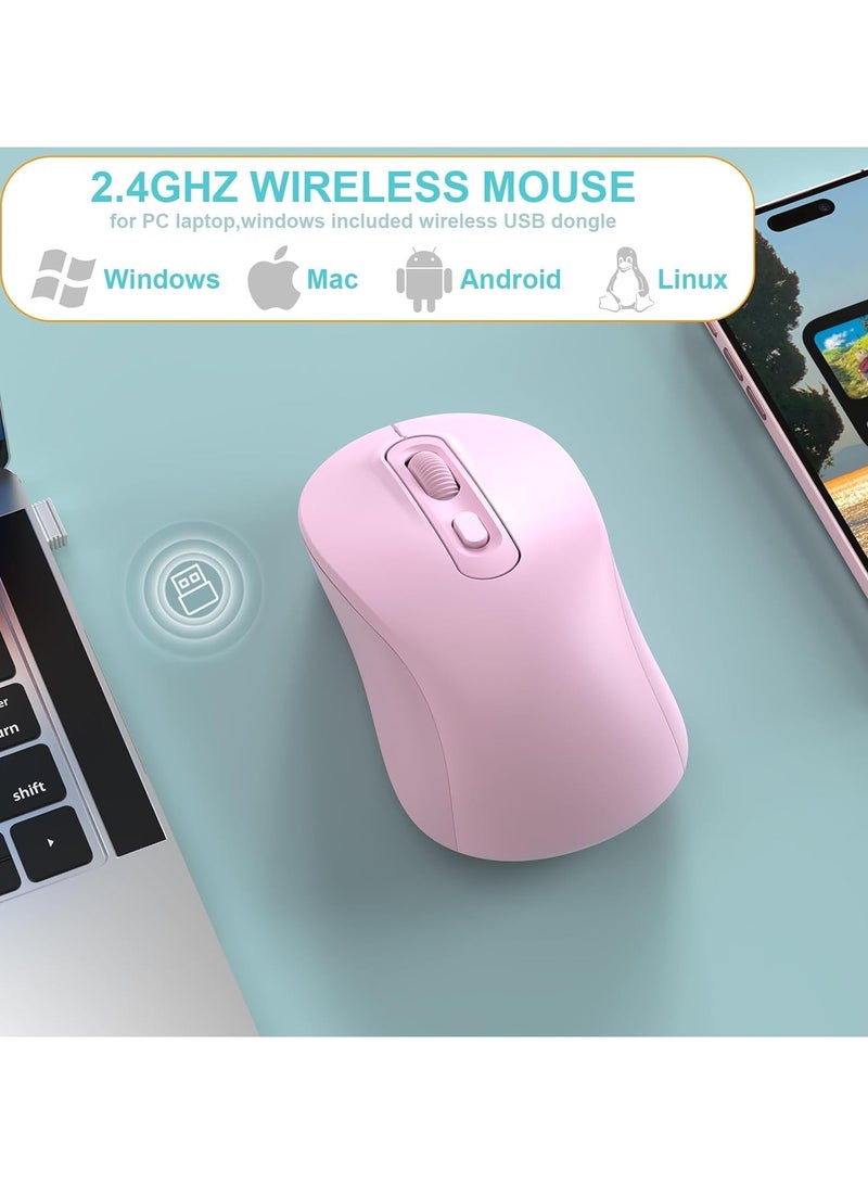 Wireless Mouse 2.4G with USB Mini Receiver, Rechargeable Type-C Silent Mouse, 800/1200/1600 DPI Optical Tracking Mouse for PC/Mac/Laptop/Ipad (Black)