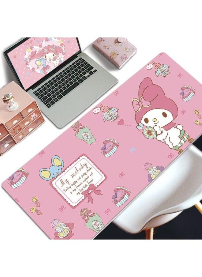 My Melody Girls Gift Gaming Mouse Pad Extended Large Mat Desk Pad Stitched Edges Mousepad Long Mouse Pad And Non-Slip Rubber Base Mice Pad 800X300X4mm