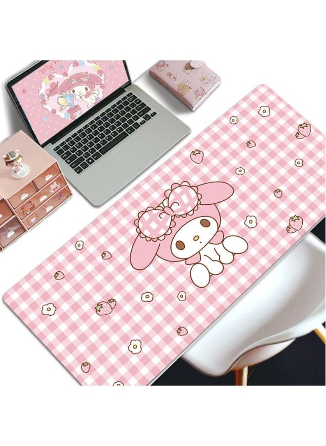 My Melody Girls Gift Gaming Mouse Pad Extended Large Mat Desk Pad Stitched Edges Mousepad Long Mouse Pad And Non-Slip Rubber Base Mice Pad 800X300X4mm