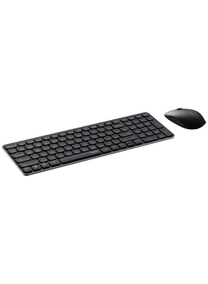 Rapoo 9320M Keyboard u0026 Mouse Combo Set, Multi-Mode Wireless, Bluetooth 3.0, 4.0 u0026 2.4 GHz, Spill Resistant Keyboard, Ergonomic Design1300 DPI Optical Mouse, Dark Grey | 9320M MK