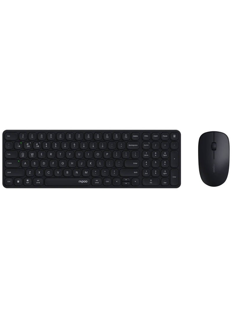 Rapoo 9320M Keyboard u0026 Mouse Combo Set, Multi-Mode Wireless, Bluetooth 3.0, 4.0 u0026 2.4 GHz, Spill Resistant Keyboard, Ergonomic Design1300 DPI Optical Mouse, Dark Grey | 9320M MK