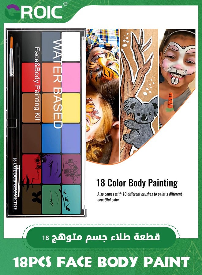 42 Colors Face Painting Kit Non-toxic Body Paint Washable Facepaint Makeup Kit with 2 Face Paint Brushes,Party Cosplay Makeup Tools,Water Based Facepaints Makeup Palette