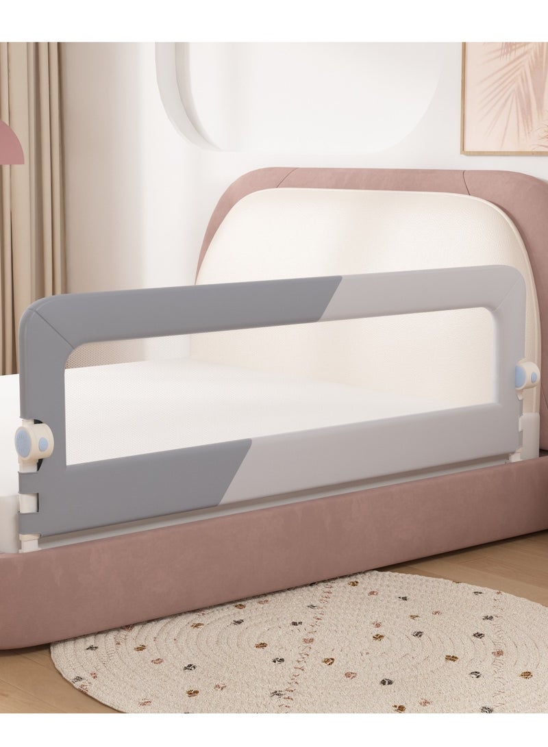 1.8m Bed Rails Bed Rail Guards for Toddlers Baby Bed Guards with Child Lock Guard Bumper for Baby Fold Down Safety Bedrail Adjustable Height Fence (1 Piece)