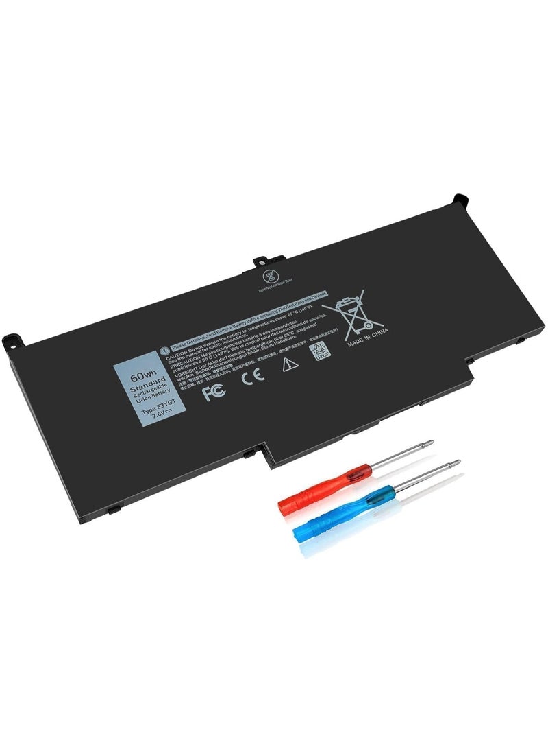 Replace New 60Wh F3YGT 7.6V Battery for Dell Latitude 7280 7290 7380 7390 7480 7490 E7280 E7290 E7380 E7390 E7480 E7490,