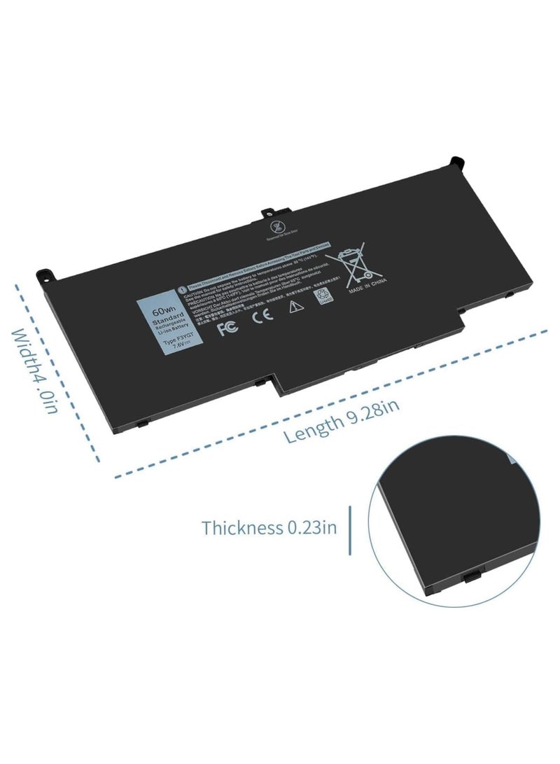 Replace New 60Wh F3YGT 7.6V Battery for Dell Latitude 7280 7290 7380 7390 7480 7490 E7280 E7290 E7380 E7390 E7480 E7490,