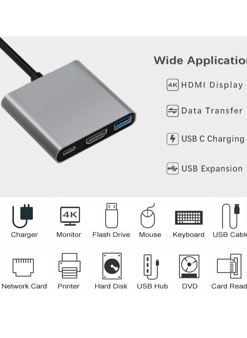 NEW USB-C to HDMI Multiport Adapter with Charging Port – 4K HDMI Converter, USB 3.0 Hub, and USB-C Charging for Mac, iPad Pro, MacBook, and Chromebook