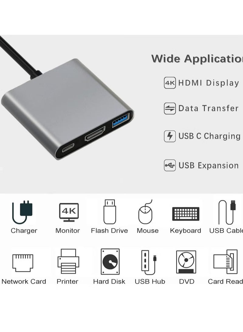 NEW USB-C to HDMI Multiport Adapter with Charging Port – 4K HDMI Converter, USB 3.0 Hub, and USB-C Charging for Mac, iPad Pro, MacBook, and Chromebook