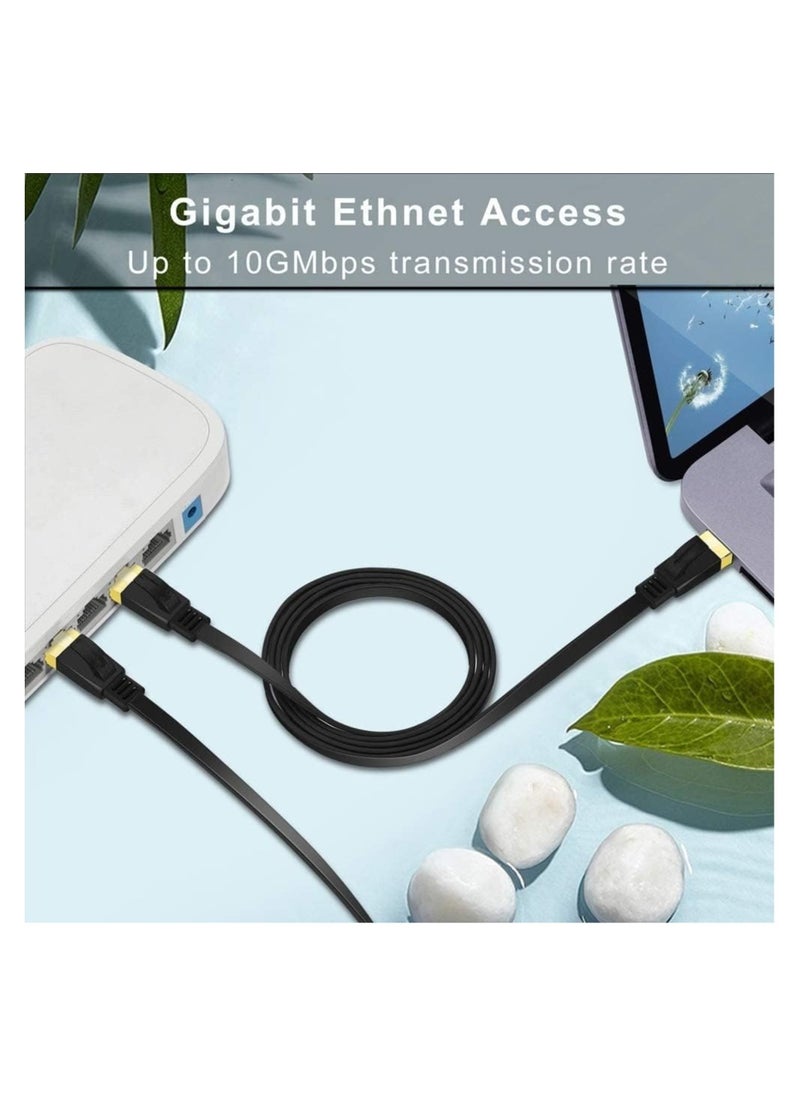 30M Cat 7 Ethernet Cable High Speed Gigabit Flat Lan Network Cable with RJ45 Gold Plated Connector 10Gbps 600Mhz Shielded Internet Patch Cord
