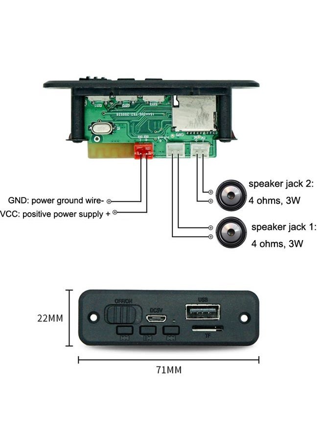 JQ-D102BT With Amplifier Recording Calls MP3 Bluetooth Decoder Board Module(Black)