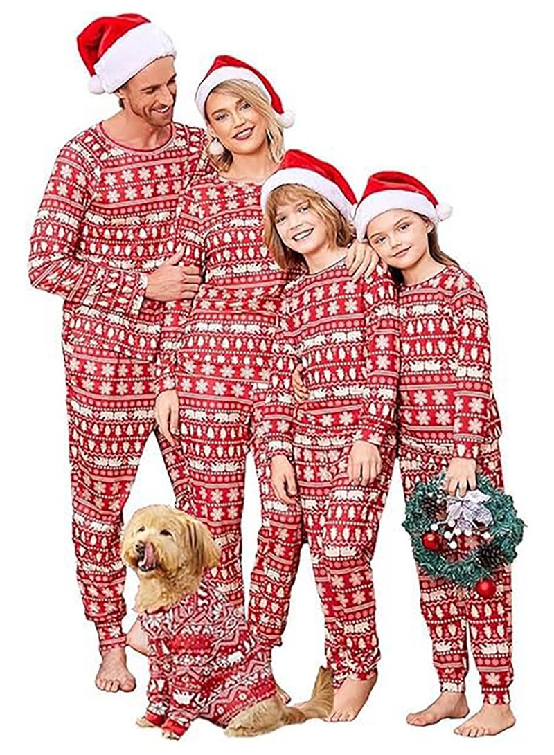 Christmas Family Matching Pajamas Classical Nightwear Sleepwear Sets Long Sleeve Pjs for for Adults Kids and Baby Holiday Xmas Sleepwear Set (Dog zise)