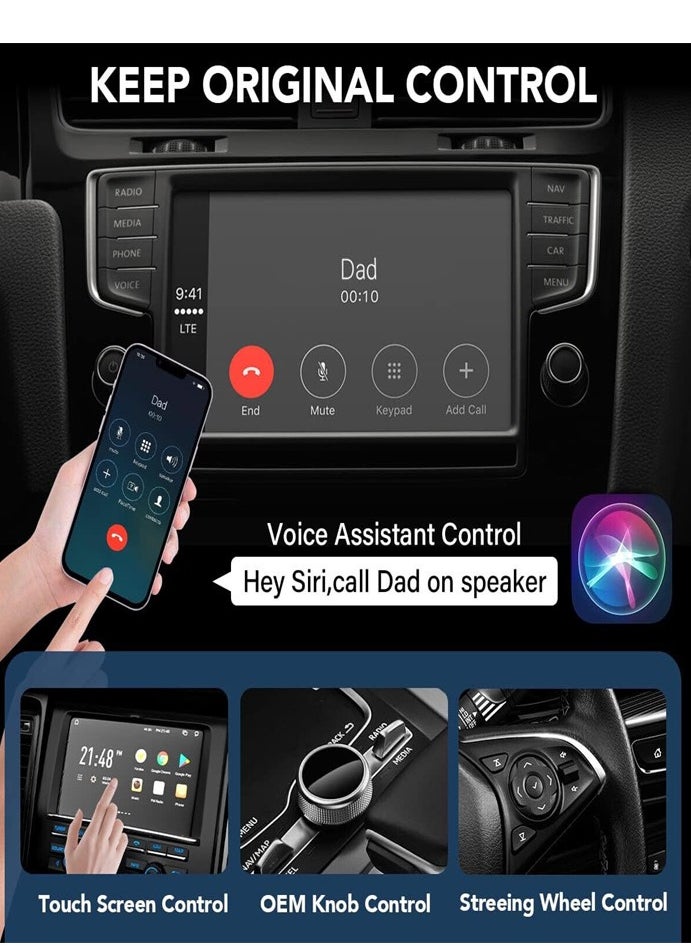 Wireless CarPlay Adapter for iPhone, Wireless Auto Car Adapter, Apple Wireless Carplay Dongle, Plug Play 5GHz WiFi Online Update (black)