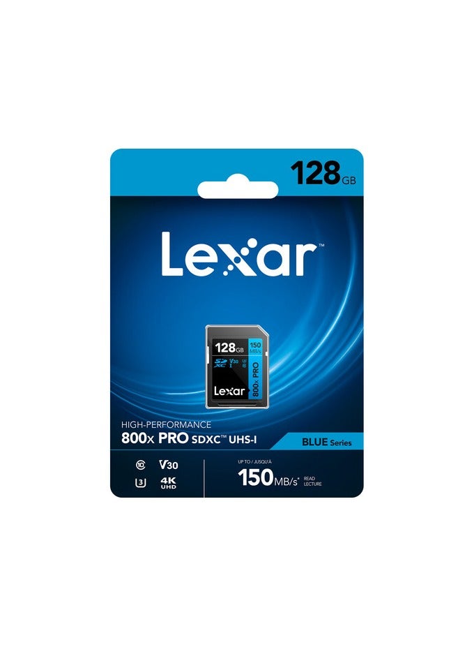 Lexar 128GB High-Performance 800x PRO UHS-I SDXC Memory Card (BLUE Series)