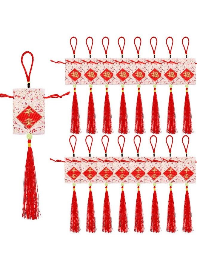 16 Pieces Year Of The Rabbit 2023 Tassel Sachets Chinese New Year Good Luck Tassel Feng Shui Classical Brocade Sachets (Empty Bags) Embroidery Amulets Kit For Car Home Decoration