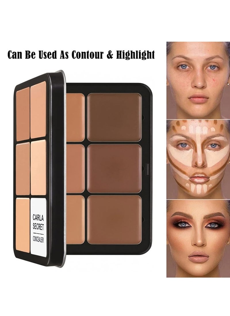 Professional Color Correcting Concealer Cream,12 Color Concealer Foundation Palette,Long-Wearing Full Coverage Makeup and Corrector for Under Eye Dark Circles, Acne & Blemishes, Reduces Redness