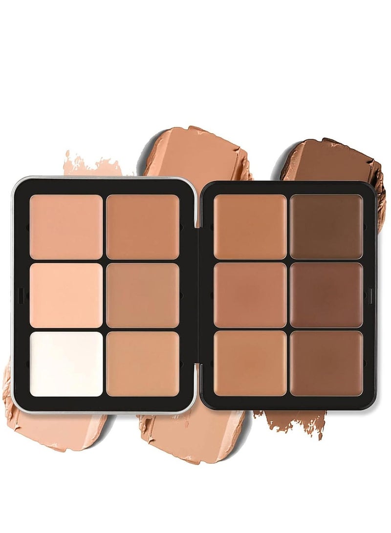 Professional Color Correcting Concealer Cream,12 Color Concealer Foundation Palette,Long-Wearing Full Coverage Makeup and Corrector for Under Eye Dark Circles, Acne & Blemishes, Reduces Redness