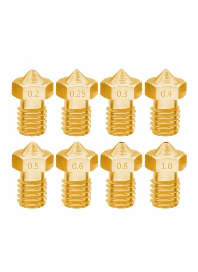 8 PCS Bugatti 3D Printer Accessories E3D-V5 V6 Nozzle M6 Thread Consumables Hot Nozzle, Size:3/0.25mm