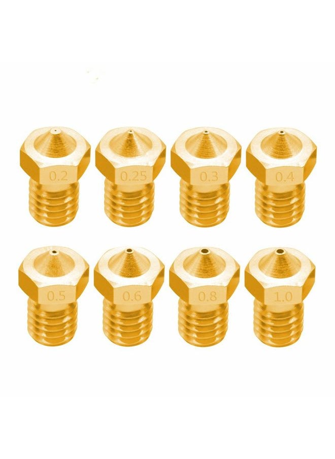 8 PCS Bugatti 3D Printer Accessories E3D-V5 V6 Nozzle M6 Thread Consumables Hot Nozzle, Size:3/0.25mm