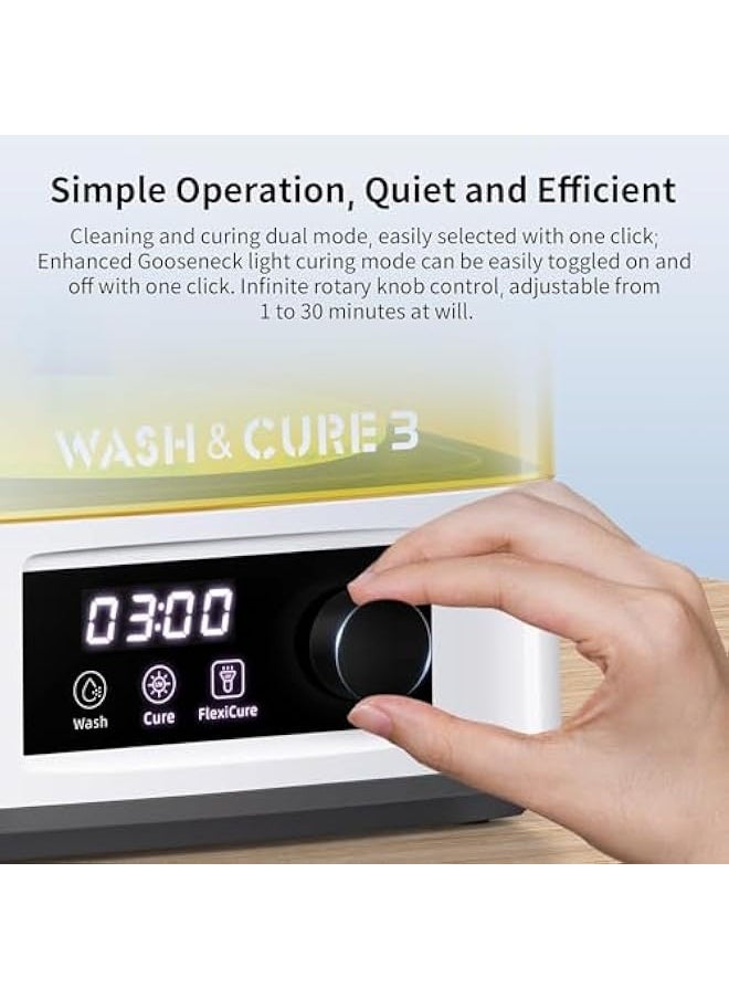 Wash and Cure 3.0, Newest Upgraded Volume 2 in 1 Wash and Cure Station, with Gooseneck Lights, for Mars Photon Mono 4K 2 LCD SLA DLP 3D Printer, Washing Size of 165 x 100 x180 mm