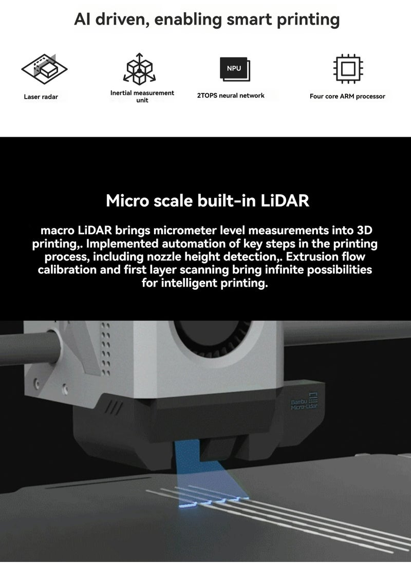 SSW High-quality printing with 7 μm Lidar resolution Desktop home use FDM fully automated leveling Large-size multicolor high-speed 3d printing machine X1CC