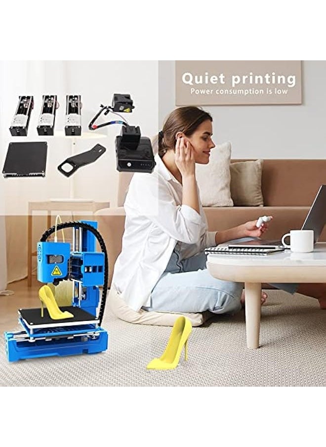 Mini 3D Printer, Fully Assembled Auto Leveling 3D Printers Kit, High Printing Accuracy Uniform Heating Printer with Unique Button System for Kid Beginners (UK Plug)