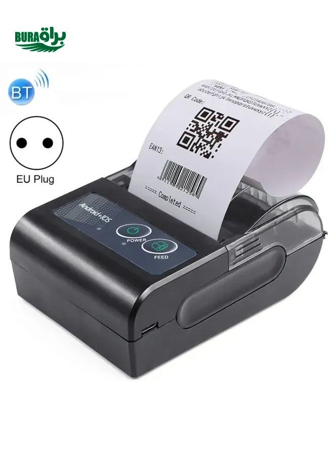 58HB6 Portable Bluetooth Thermal Printer Label Takeaway Receipt Machine, Supports Multi-Language & Symbol/Picture Printing, Model: EU Plug (Brazilian Portuguese)