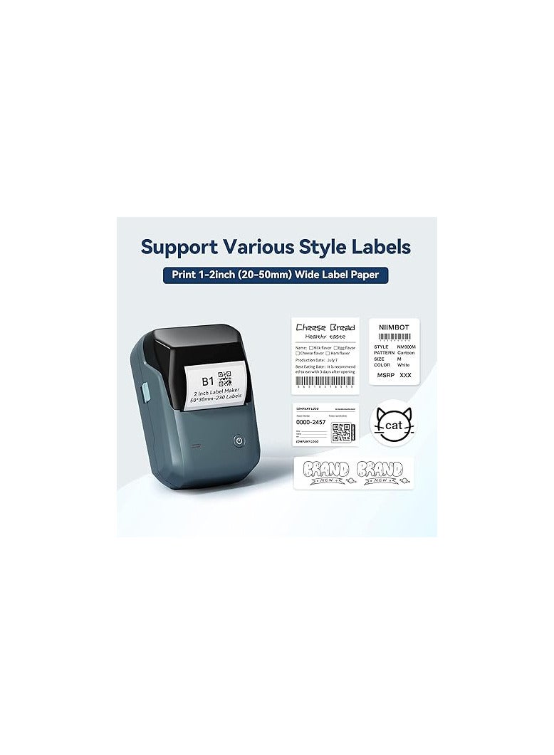 FNX B1 Bluetooth Label Printer - Small Portable Thermal Label Maker | Wireless Connectivity | 2 inch Inkless Printing | Barcode, Mini Stickers, Bill, Receipt Machine for Home, Office & Students