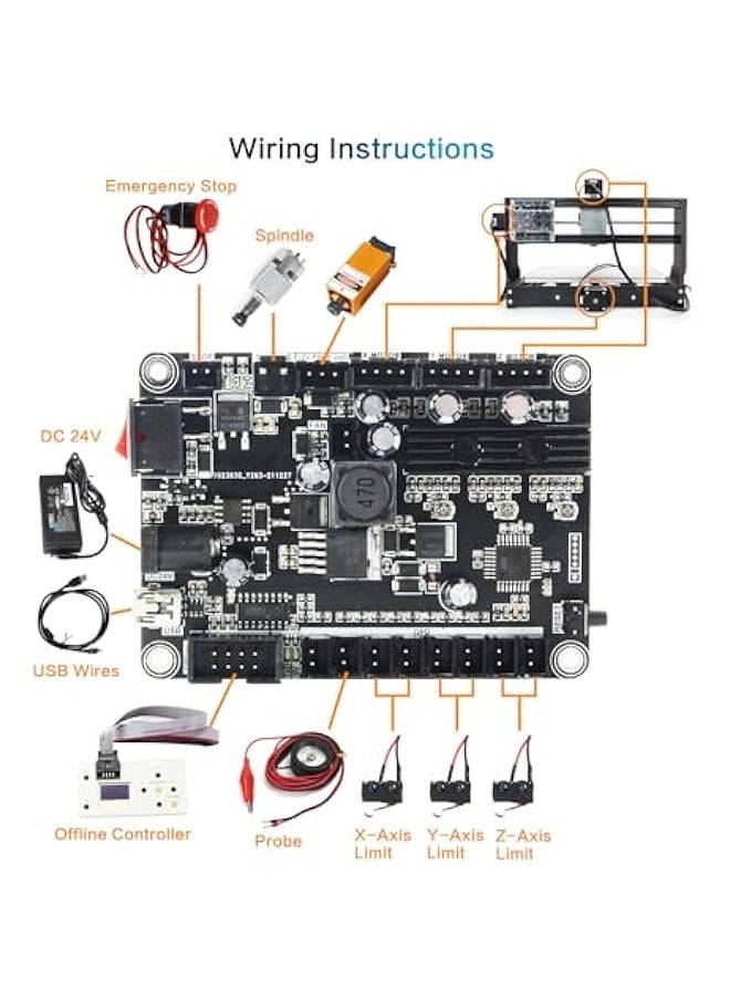 CNC 1610 PRO 3 Axis GRBL Control DIY Mini CNC Router Machine Kit with Offline Controller and 14pcs ER11 Collets CNC Engraving Milling Machine for Cutting Wood Plastic Acrylic PVC PCB