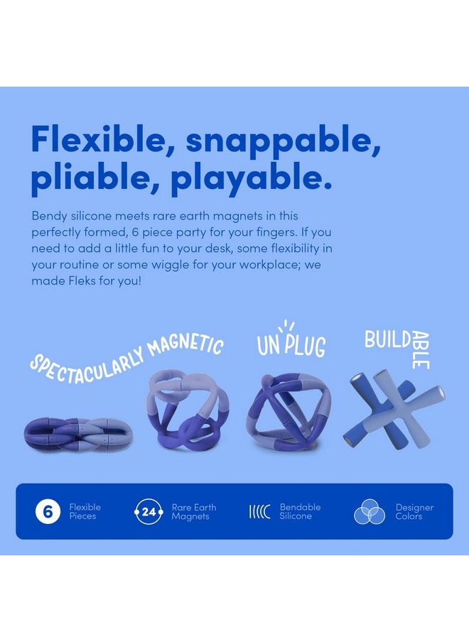 Fleks Silicone 6-Piece Building Set - Bluegrass - Fun Desk Toy For Adults