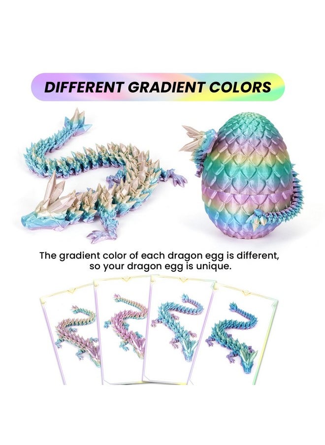 3D Printed Dragon Egg, Mystery Crystal Dragon Egg Fidget Toys Surprise, Easter Eggs Articulated Crystal Dragon Eggs With Dragon Inside (Rainbow Color)