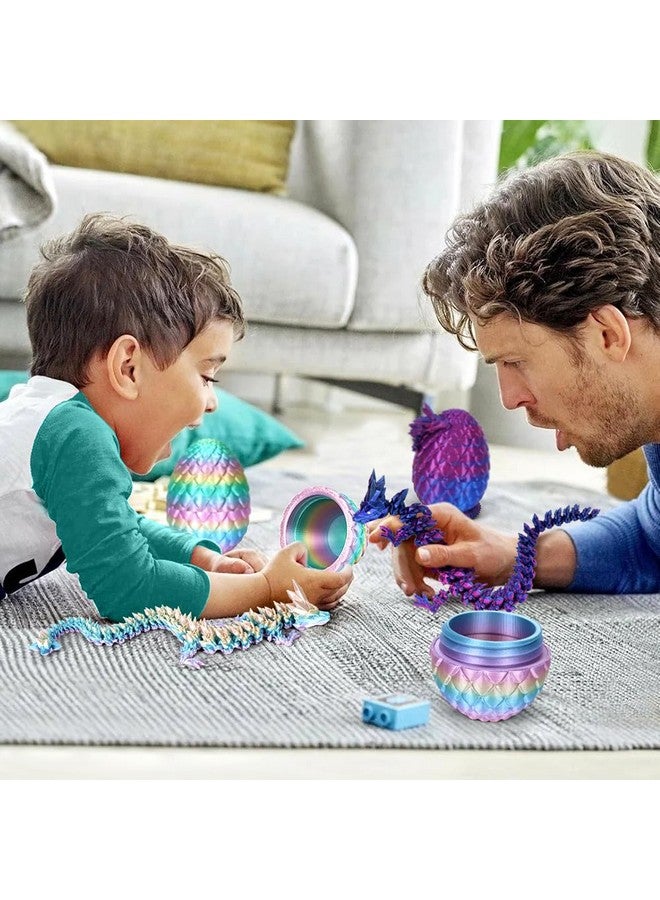 3D Printed Dragon Egg, Mystery Crystal Dragon Egg Fidget Toys Surprise, Easter Eggs Articulated Crystal Dragon Eggs With Dragon Inside (Rainbow Color)